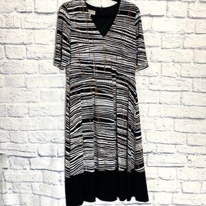 Hobbs black and white v-neck jersey dress